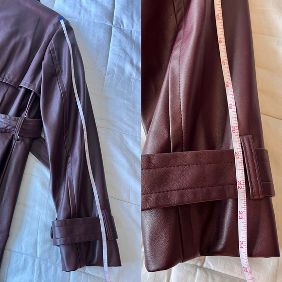 SOLD NWT Dynamite Faux Leather Trench Coat M Burgundy Port Royale - Picture 11 of 15